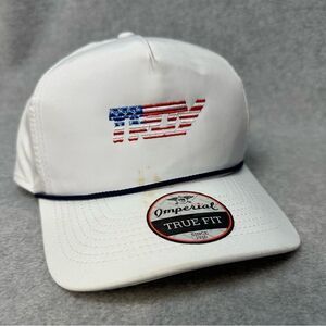 Imperial Golf Hat Mens OSFA White Patriotic American True Fit Rope‎ Brim SPOTS